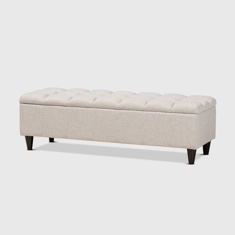 Brette Fabric Upholstered Finished Wood Storage Bench Ottoman Cream - Baxton Studio, 1 of 12
