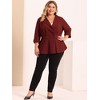 Agnes Orinda Women's Plus Size Notched Lapel Ruffle Peplum Ruched Buttons Outfits Blazers - 3 of 4