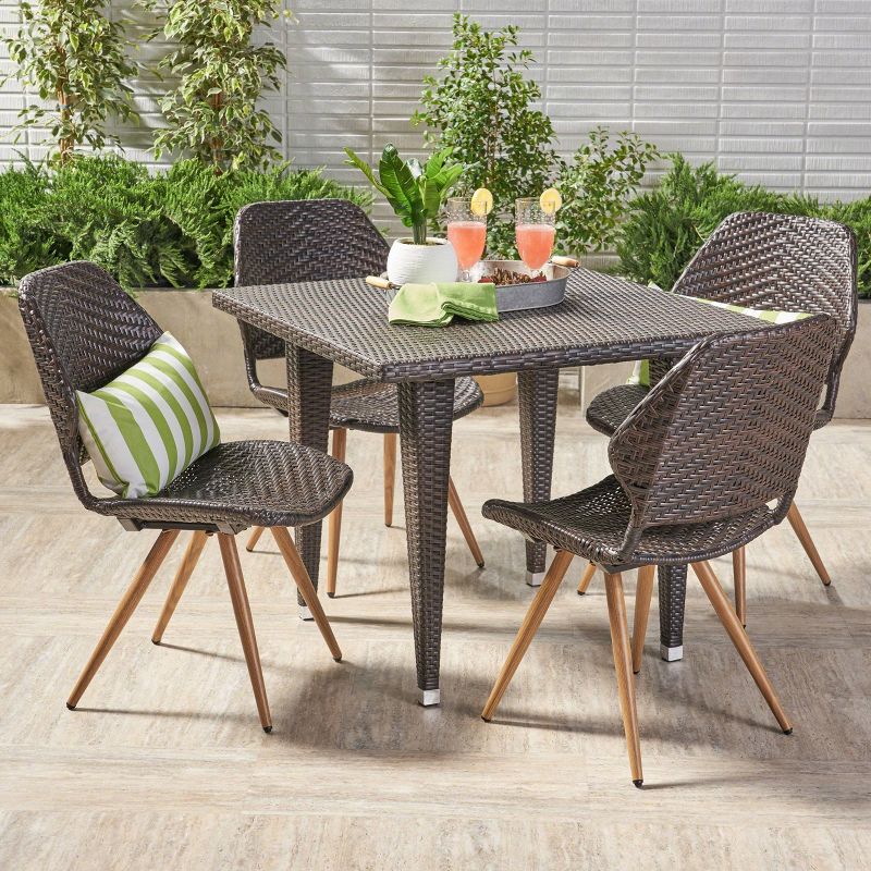 Cadlao 5pc Wicker Dining Set - Multibrown - Christopher Knight Home, 1 of 8
