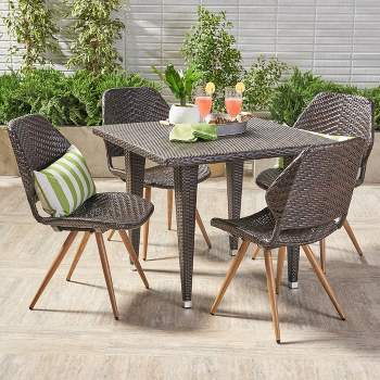 Cadlao 5pc Wicker Dining Set - Multibrown - Christopher Knight Home