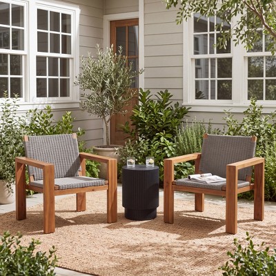 Christopher Knight Home Ketil 3 Piece Modern Patio Chat Set with Acacia ...