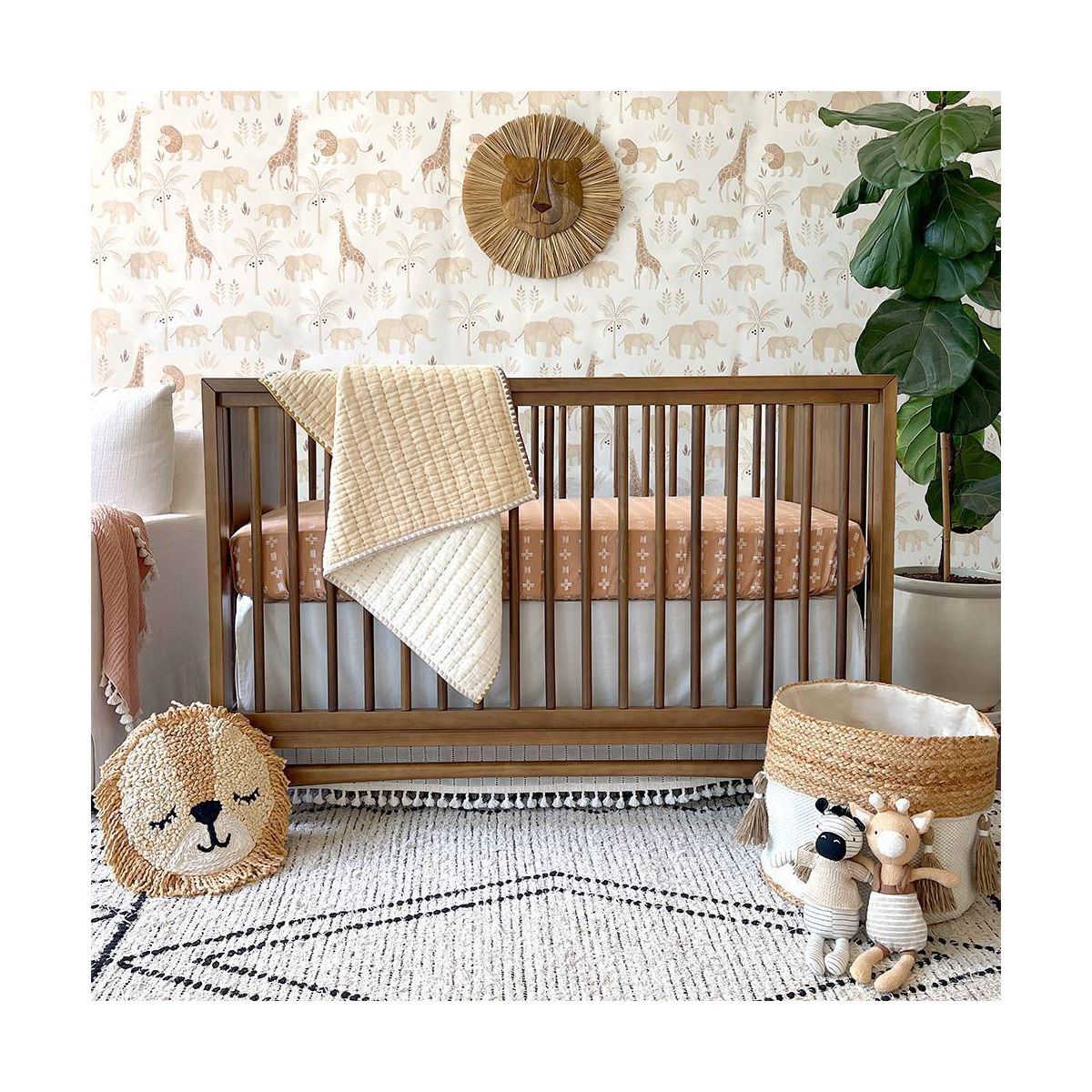 Crane Baby Embroidered Round Throw Pillow - Kendi Lion - thumbnail 5