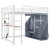 Okak 77.4IN Twin/Full Size Metal Loft Bed with Desk, Bed Frames with High Safety Guardrails and Wardrobe, Twin Bed for Bedroom, Dormitory - 4 of 4
