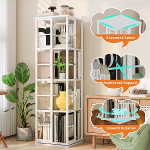 4 Tier Rotating Bookshelf Tower, 360°Revolving Bookcase, Vertical Floor Standing Display Rack, Narrow Swivel Bookshelf for Bedroom Living Room - 1 of 4