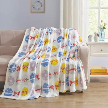 Kate Aurora Multi Easter Eggs Ultra Soft & Plush Oversized Accent Throw Blanket - 50 In. W X 70 In. L