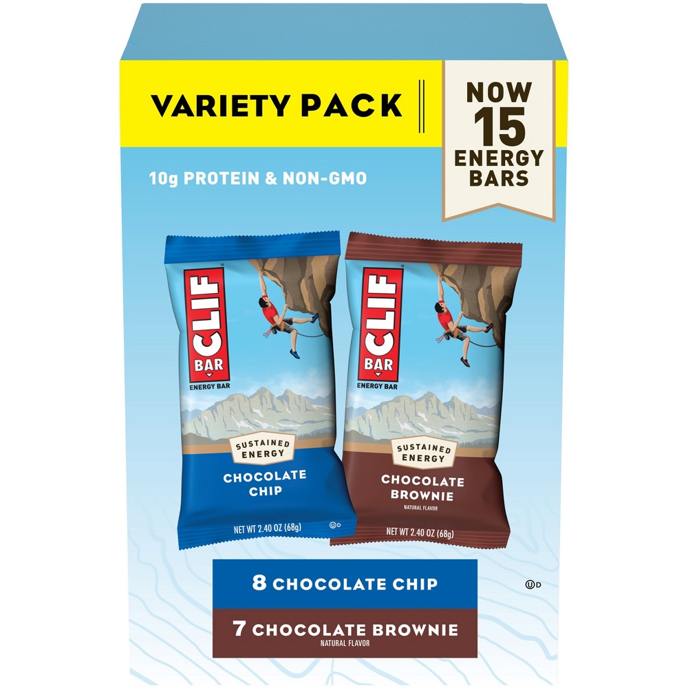 CLIF Bar Chocolate Chip and Chocolate Brownie Energy Bars - 36oz/15pk