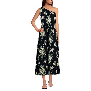 Lands' End Women's Creaseless One Shoulder Midi Dress - 1 of 4