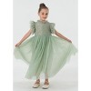 2Bunnies Girl Iris Floral Lace Tulle Flower Girl Dress in Sage - 4 of 4