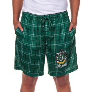 Harry Potter Pajamas Mens' Hogwarts House Crest Plaid PJ Lounge Shorts - 1 of 4
