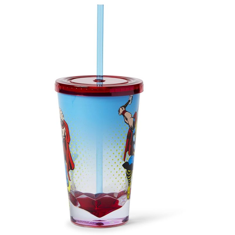 Just Funky Marvel Thor God Of Thunder Plastic Tumbler Cup Lid & Straw | Holds 19 Ounces, 2 of 7
