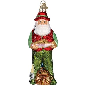 Old World Christmas Blown Glass Ornament for Christmas Tree, Fly Fishing Santa - 1 of 4