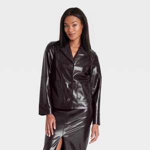 Women's Faux Leather Jacket - A New Day™ Brown - 1 of 3