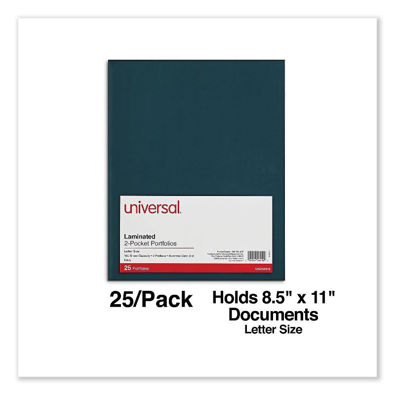 Universal Laminated Two-Pocket Folder Cardboard Paper Navy 11 x 8 1/2 25/Pack 56418, 5 of 6