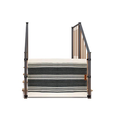 The Stair Barrier Portable Regular Banister to Banister Retractable Fabric Baby and Pet Safety Gate, 36 to 42 Inch, Farmhouse Lines Black