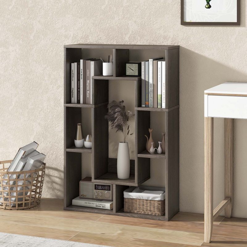 Costway 7-Cube Geometric Bookshelf with Anti-Toppling Device Modern Open Bookcase White/Black/Oak/Rustic Brown/Natural/Grey, 4 of 11