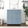 Vynxaria 30" Blue Bathroom Vanity with Ceramic Sink, Abundant Storage, 2 Soft-Close Doors & Double-Tier Drawer - 2 of 4