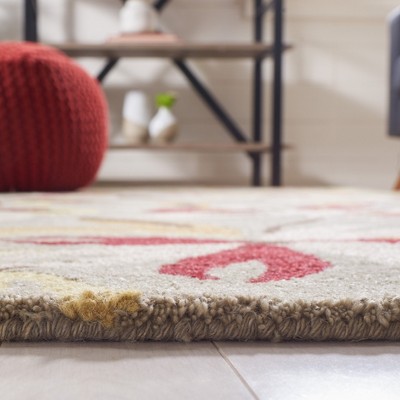 Sage and Multicolor Floral Hand-Tufted Wool Area Rug, 5' x 8'