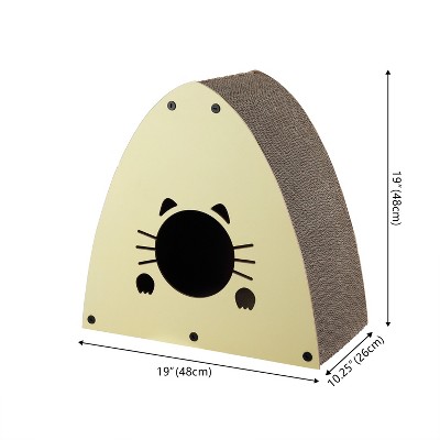Koko 19" Almond Cardboard Triangle Cat Cave Scratcher with Catnip