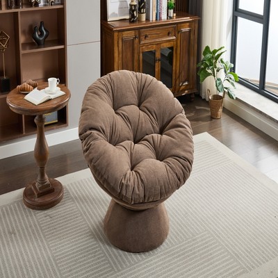FURNIinspire Accent Chair Oversized Swivel Accent Chair 360 Swivel Barrel Chair Papasan Chair For Living Room Bedroom, Brown, 36.62"*24.80"*17.32"