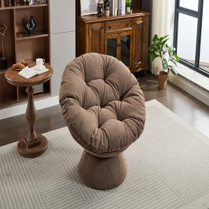 FURNIinspire Accent Chair Oversized Swivel Accent Chair 360 Swivel Barrel Chair Papasan Chair For Living Room Bedroom, Brown, 36.62"*24.80"*17.32" - 1 of 4