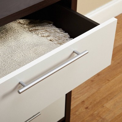 White and Espresso 6-Drawer Chest with Chrome Handles