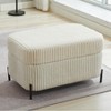 Hrinhom 30.3"W Chenille Upholstered Storage Ottoman With Reversible Tray and Metal Legs - 2 of 4