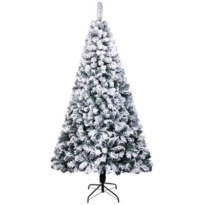 7ft PVC Flocking Christmas Tree 1300 Branches Spread Out Tree Realistic Easy Setup