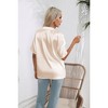 Women's Satin Shirt with Notched Collar Relaxed Fit Glossy Shirt for Layering Top - 3 of 4