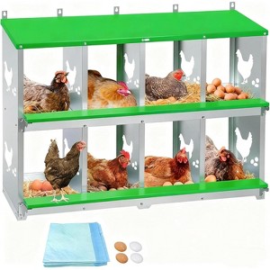 Coucheta Chicken Nesting Box, Wall Mount/Free Standing Poultry Nest for Chickens, Metal Chicken Laying Boxes with Perch, Secure Lid, Vented Holes - 1 of 3