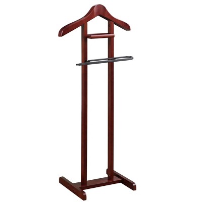 Proman Products Lancaster Suit Valet Stand VL16141 with Tray, Contour Hanger, Trouser Bar, 17" W x 12" D x 42" H, Mahogany