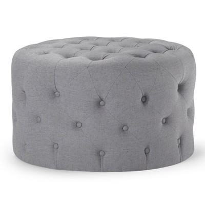 Maven Lane Marcy Traditional Round Ottoman in Fabric Upholstery