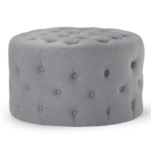 Maven Lane Marcy Traditional Round Ottoman in Fabric Upholstery - 1 of 4