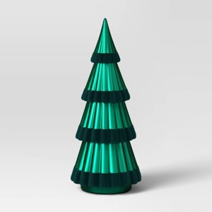 12" Christmas Tree Flocked Trim Matte Green - Wondershop™ - 1 of 3