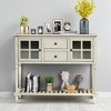 Sideboard Buffet Cabinet with Glass Doors, 2 Drawers and Bottom Shelf, Farmhouse Wooden Storage Cabinet for Dining Room, Living Room, or Entryway - 2 of 4