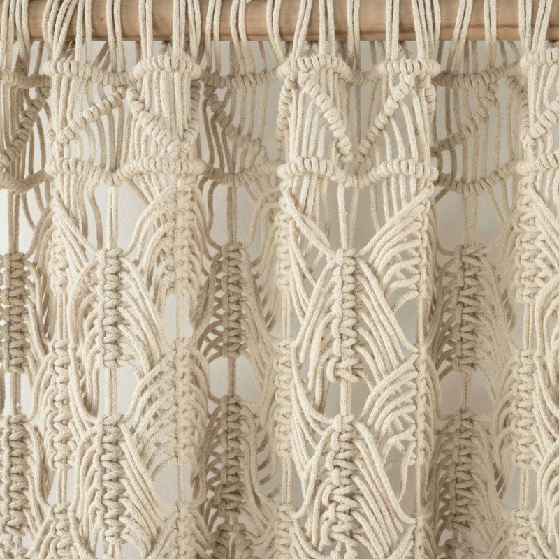 1pc 40&#34;x84&#34; Light Filtering Boho Macrame Tassel Curtain Panel Tan - Lush D&#233;cor, 4 of 9