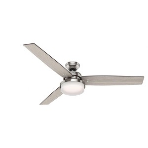 Hunter 60" Sentinel Brushed Nickel Lighted Ceiling Fan with Grey Walnut Blades - Modern Design, WhisperQuiet Motor - 1 of 1
