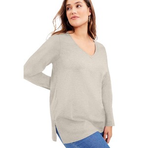 June + Vie by Roaman's Long-Sleeve V-Neck One + Only Tunic - 1 of 3