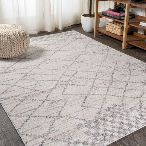 4'x6' Asilah Moroccan Modern Diamond Area Rug, Light Gray - Jonathan Y ...