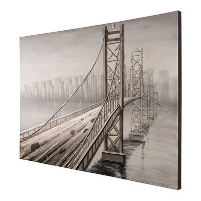 Gray and Beige Cityscape Canvas Wall Art, 59" x 39"