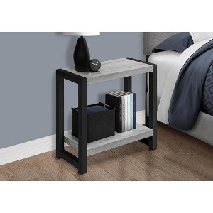 Vynxaria Contemporary 2-Tier Narrow Accent Table, Grey Laminate, Black Metal, 23.75" L x 11.75" W x 22" H - 1 of 4