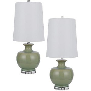 Cal Lighting 100W Kawela ceramic table lamp with crystal base Sold in pairs - 1 of 4