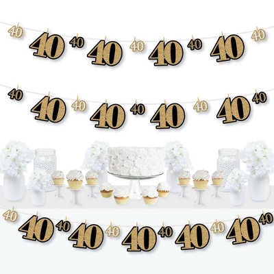 Big Dot of Happiness Adult 40th Birthday - Gold - Birthday Party DIY Decorations - Clothespin Garland Banner - 44 Pieces