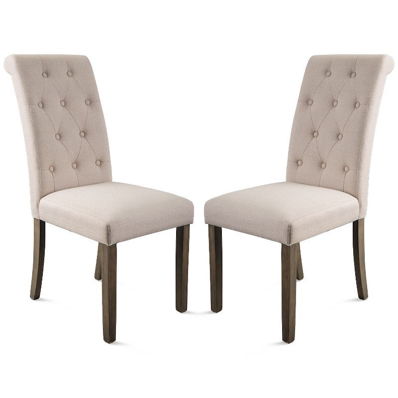Set of 2 Aristocratic Solid Wood Tufted Dining Chair-ModernLuxe, 2 of 8