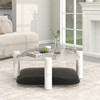 Tempered Glass and Marble Coffee Tables with Storage for Living Room, 35 Inch 2-Tier Square Center Table for Living Room - 3 of 4