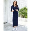 Coolmee Women Casual Maxi Dress Quarter-Zip Neck 3/4 Sleeve Slim Slit Pullover Hoodie Long Dress with Front Pocket - 2 of 4