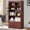 63" 5-Tier Bookcase with 6 Open Shelves & Hidden Storage Door - Adjustable Feet, Modern Floor Standing Shelf for Home Office - 3 of 4