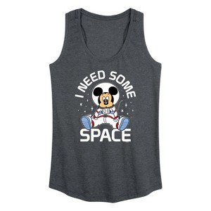 Women's Disney Mickey I Need Some Space Graphic Racerback Tank - Heather Charcoal - X-Large - 1 of 4