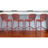 HomeRoots Set of Four 26" Orange Heavy Duty Plastic Low Back Counter Height Bar Chairs - 2 of 4