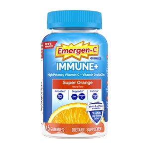 Emergen-C Immune+ with Vitamin D Gummies - Super Orange - 45ct - 1 of 4