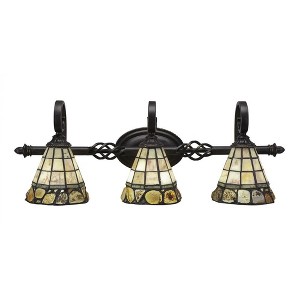 Toltec Lighting Elegante 3 - Light Vanity in  Dark Granite with 7" Cobblestone Art Glass Shade - 1 of 1